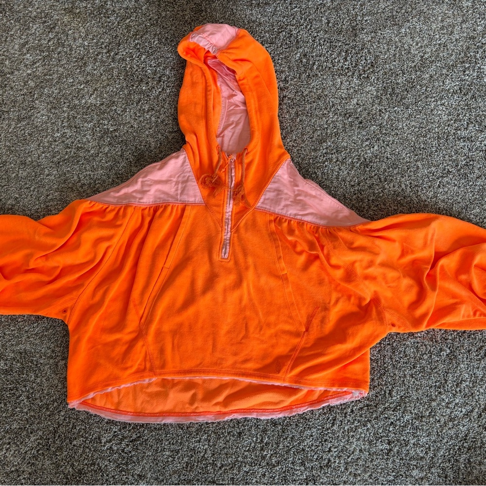 Bright Orange and Pink Hooded Pullover